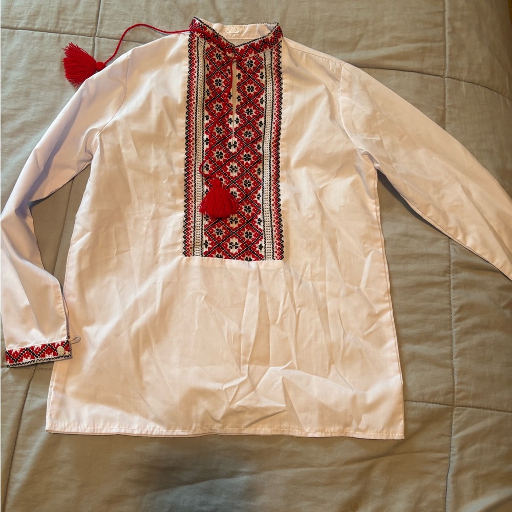 Embroidered White and Red Tunic